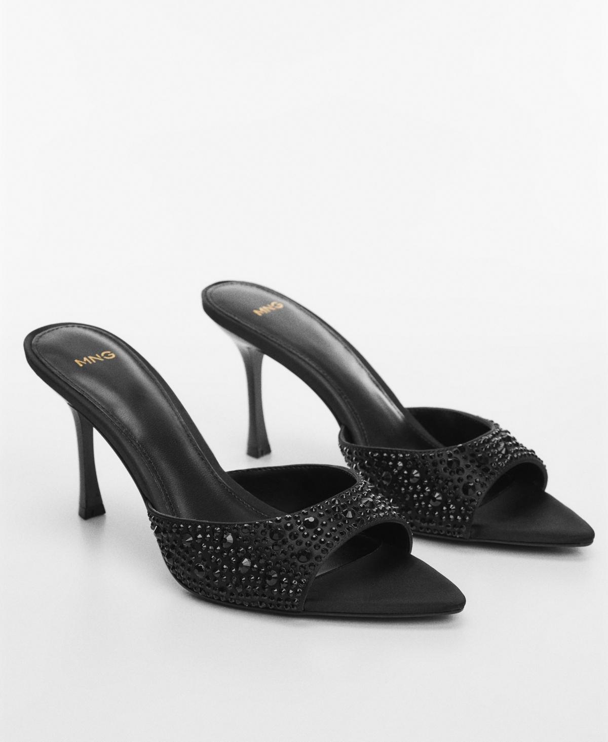 MANGO - Heeled sandals with rhinestone detail blackWomen Product Image