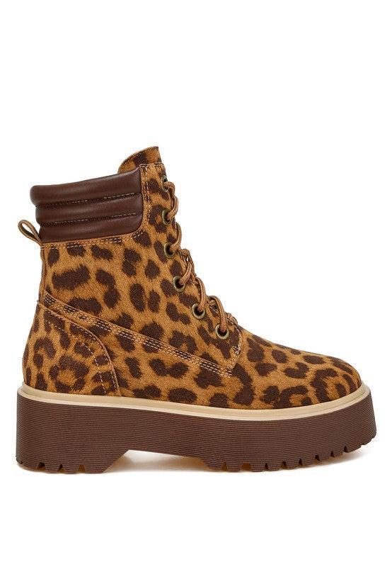 Ujola High Ankle Leopard Print Suede Boots Product Image