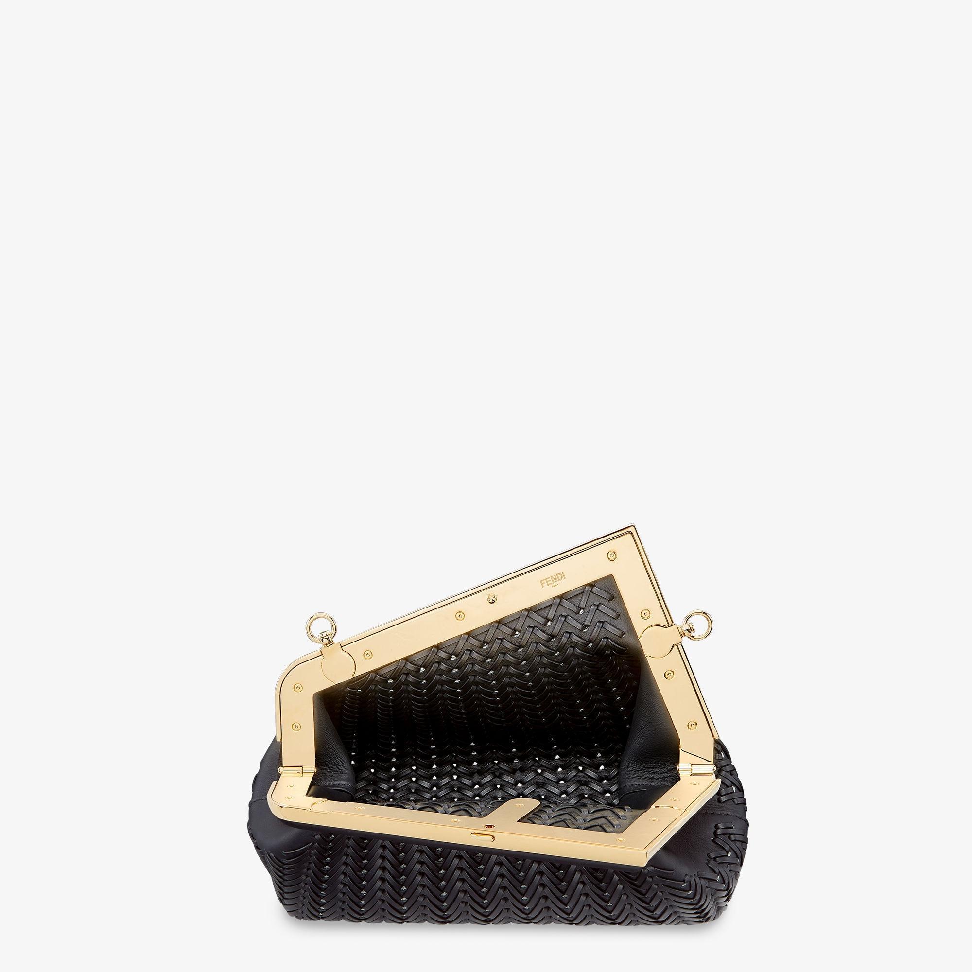 Fendi First SmallBlack interlaced leather bag Product Image