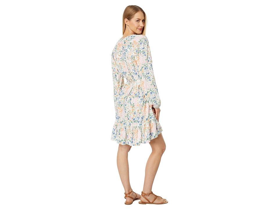 Tommy Hilfiger Long Sleeve Floral Dress with Self Tie (Seaside Garden/Ivory ) Women's Clothing Product Image