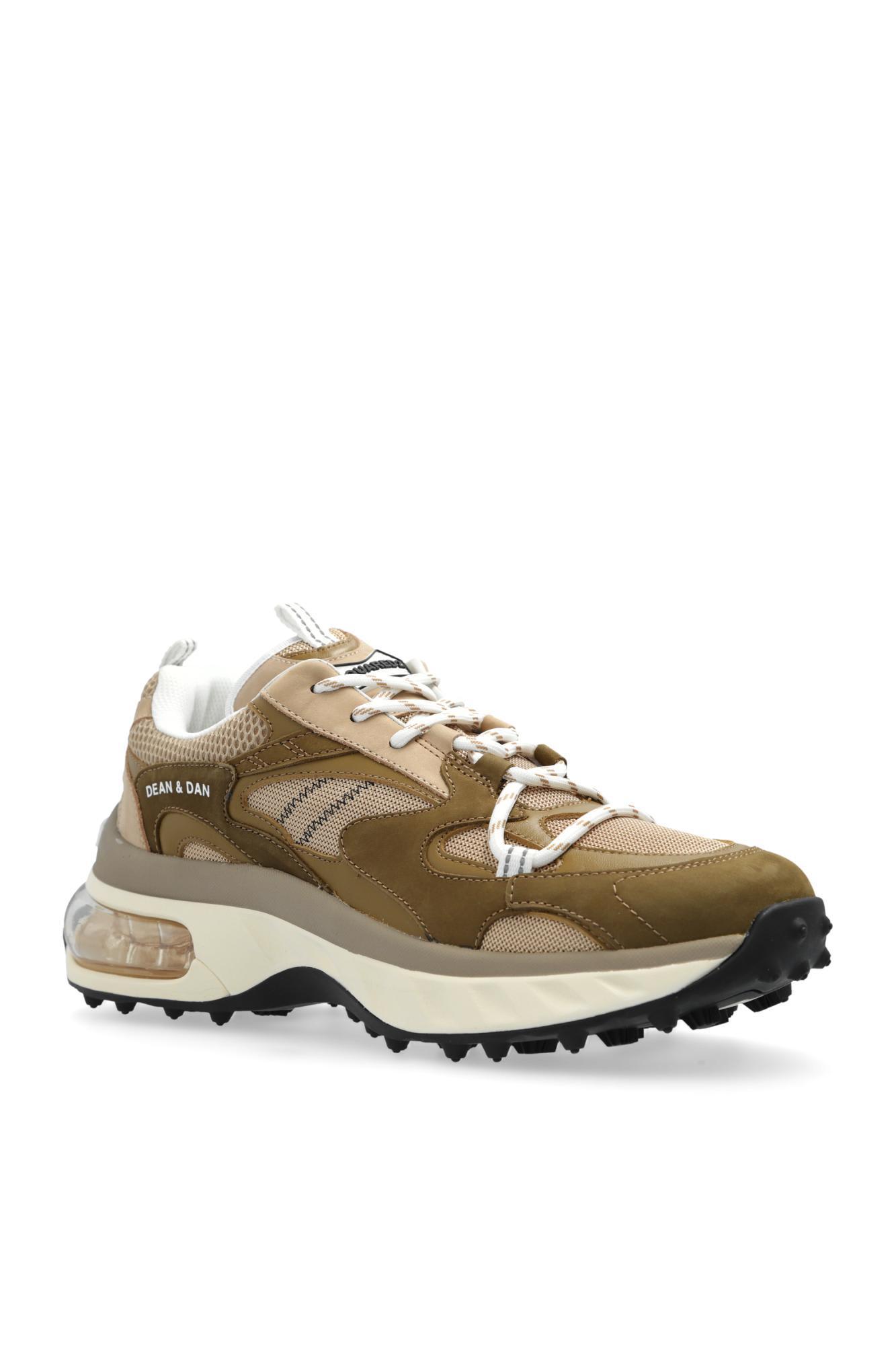 DSQUARED2 Running Sneakers In Leather And Technical Fabric In Brown Product Image