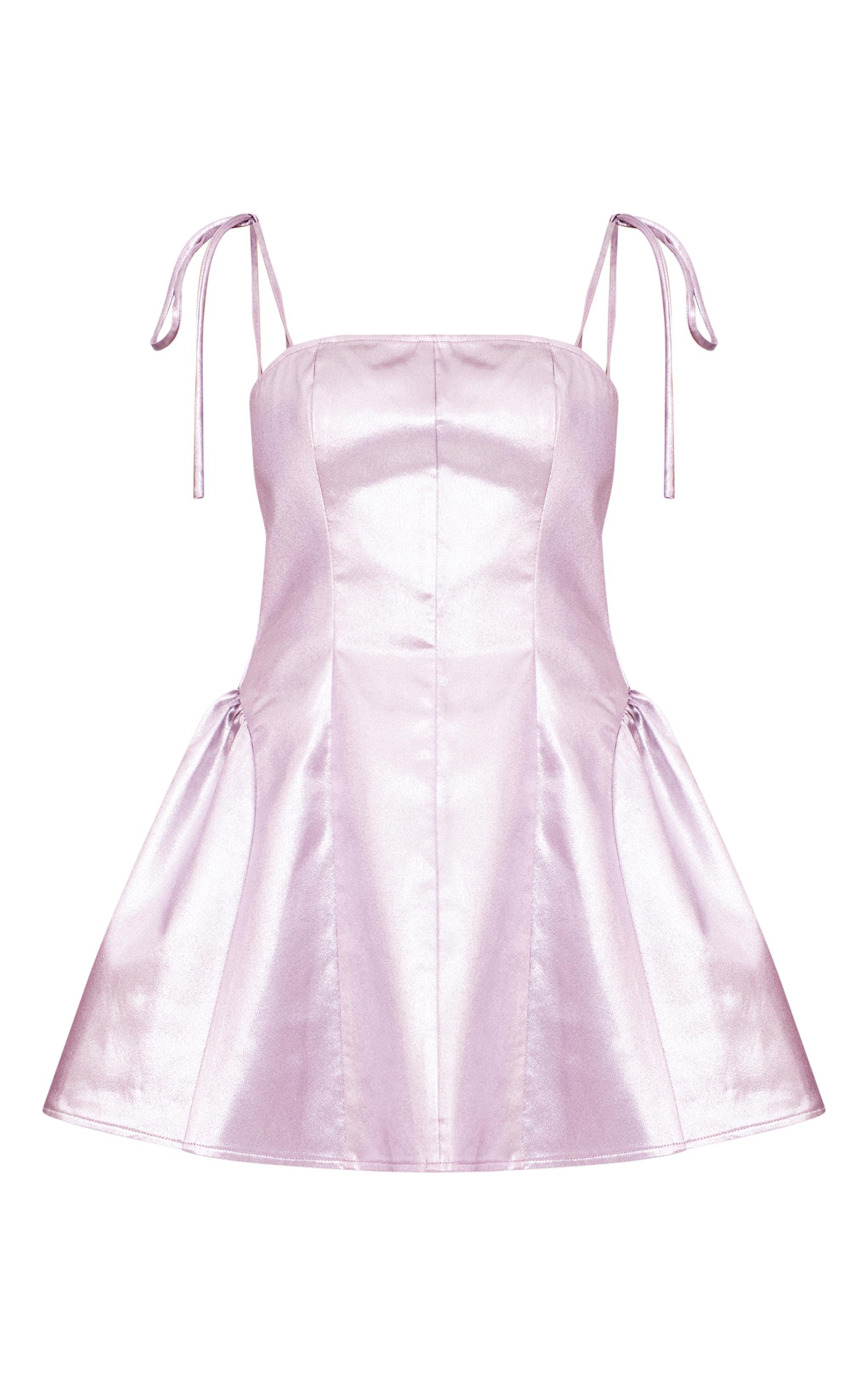 Pink Metallic Mini Skater Dress Product Image