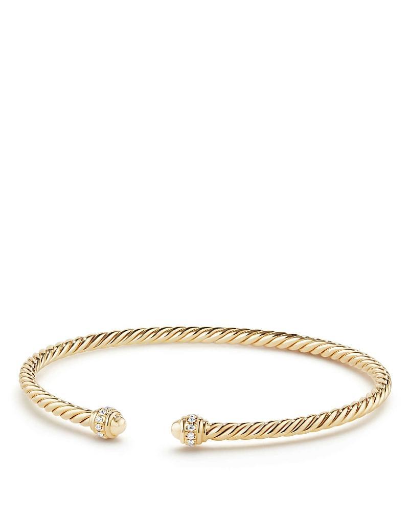 David Yurman Cable Spira Bracelet in 18K Gold with Diamonds, Small Product Image