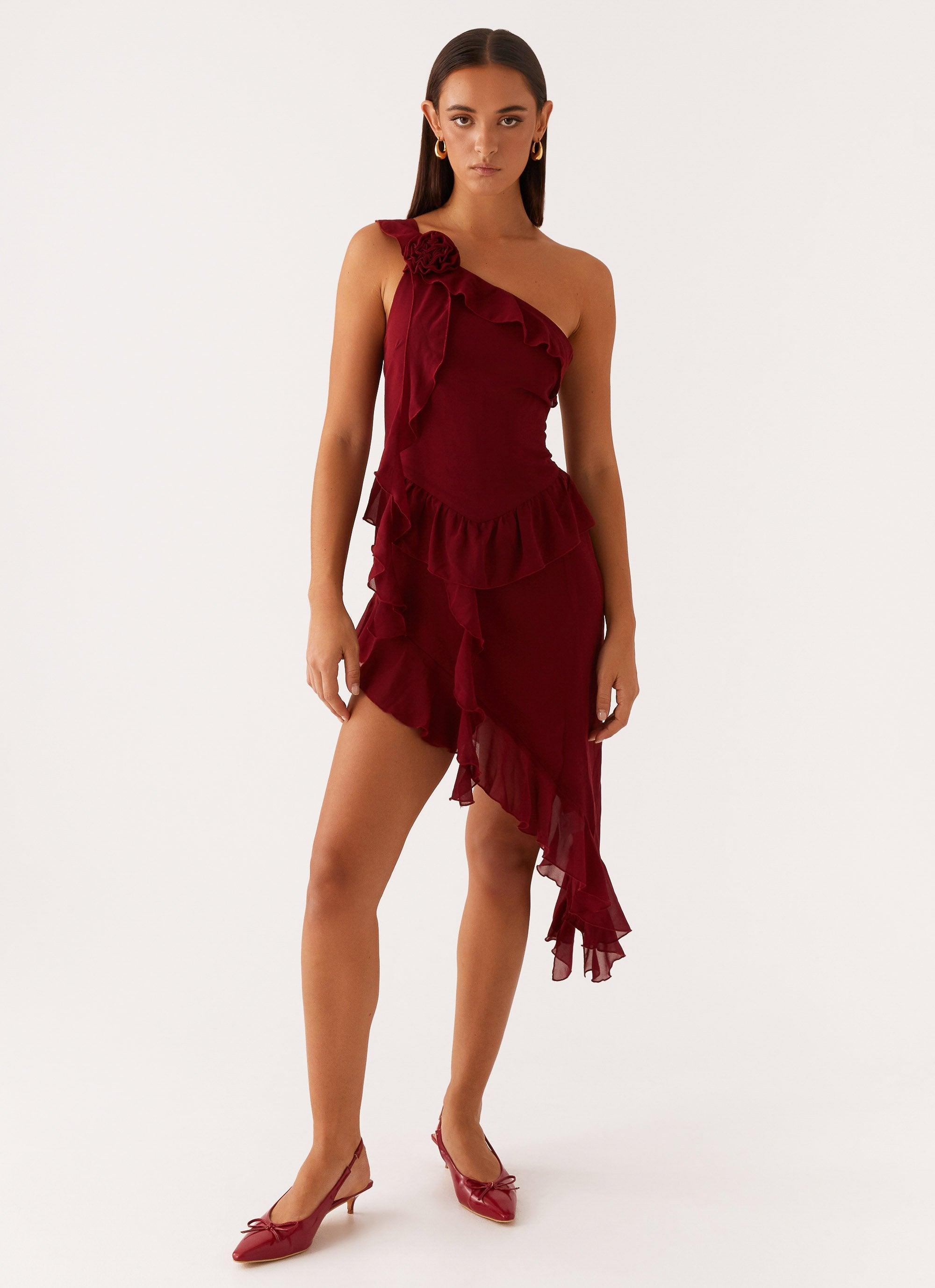 No Secret Mini Dress - Deep Red Product Image