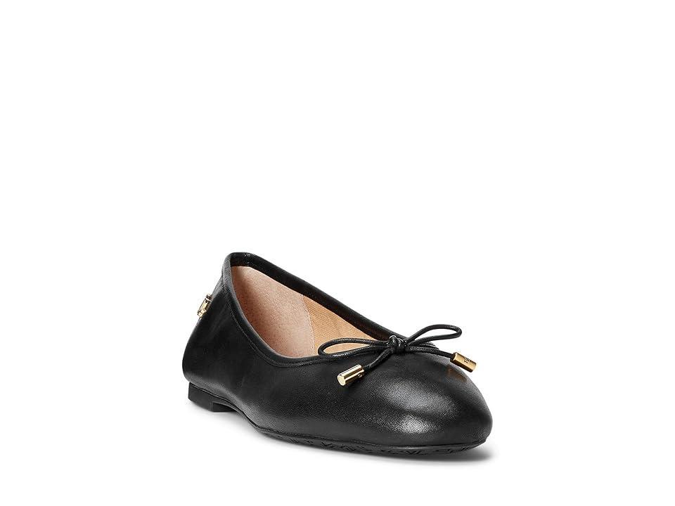 Lauren Ralph Lauren Jayna Bow Detail Leather Ballet Flats Product Image