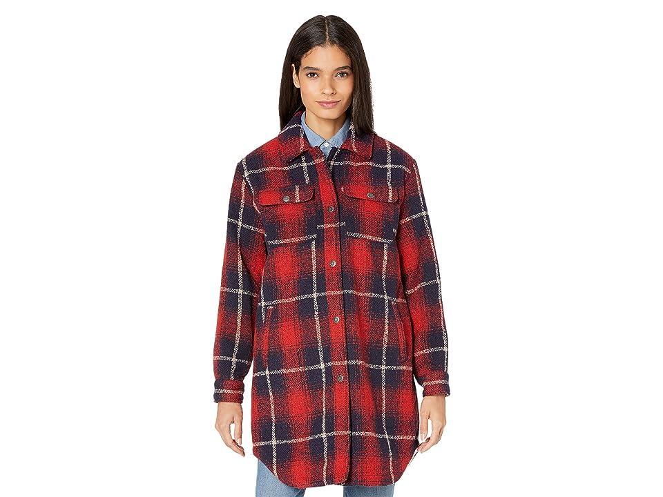 Levi's(r) Oversized Wool Blend Shirt Jacket w/ Sherpa Lining (Red/Navy Shadow Plaid) Women's Clothing Product Image