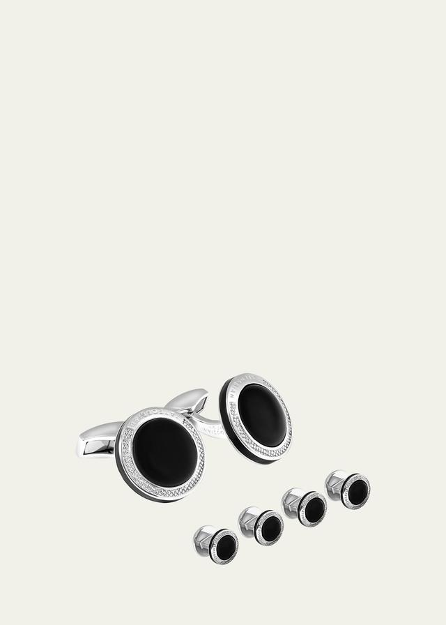 Mens Onyx Sterling Silver Cuff Links Product Image