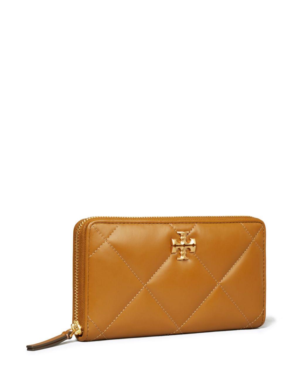 TORY BURCH Kira Diamond Quilt Zip Continental Wallet In Brown Product Image