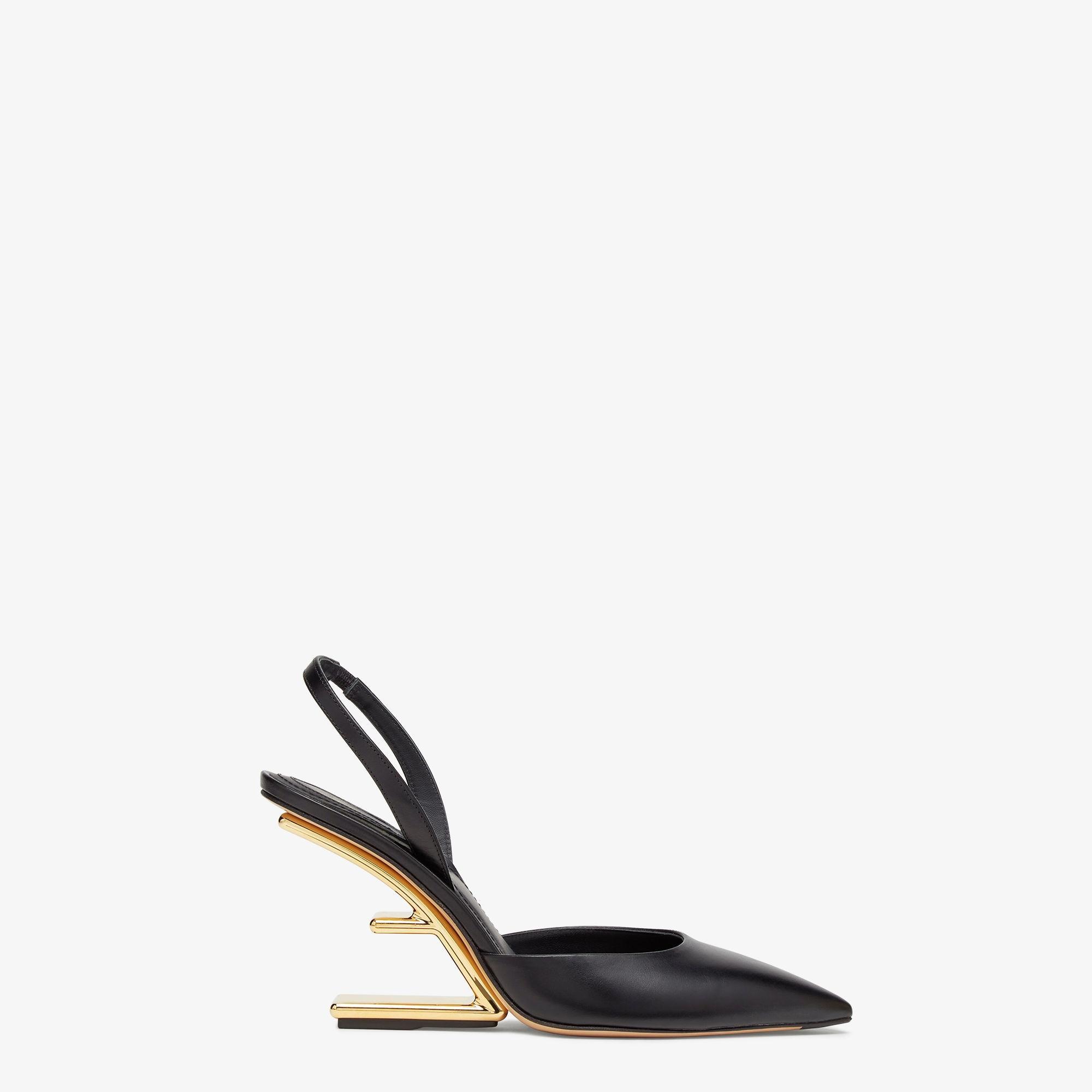 Fendi FirstBlack leather high-heeled slingbacks Product Image