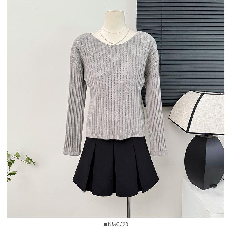 V-Neck Ribbed-Knit Top in 5 Colors Product Image