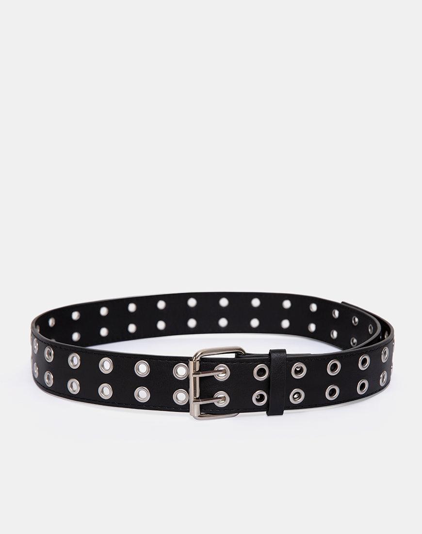 Double Grommet Belt in Punk Black PU Product Image