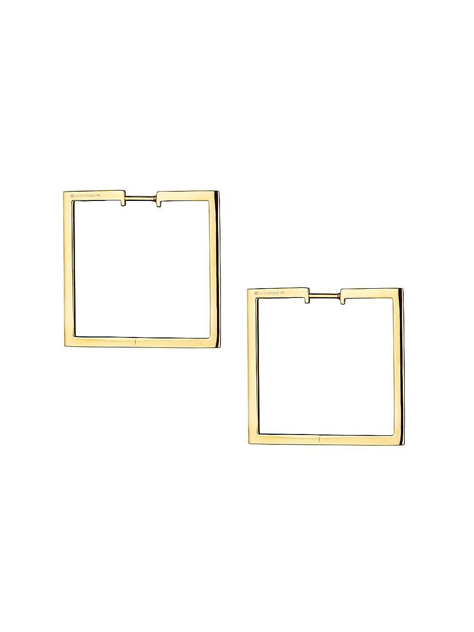 Womens Foundation 18K Yellow Gold Medium Square Hoop Earrings Product Image