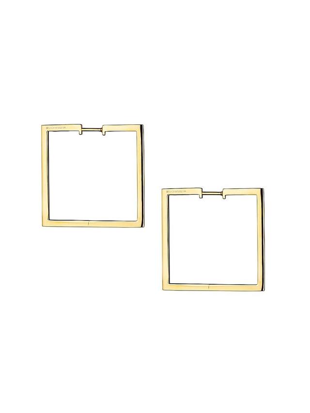 Womens Foundation 18K Yellow Gold Medium Square Hoop Earrings Product Image