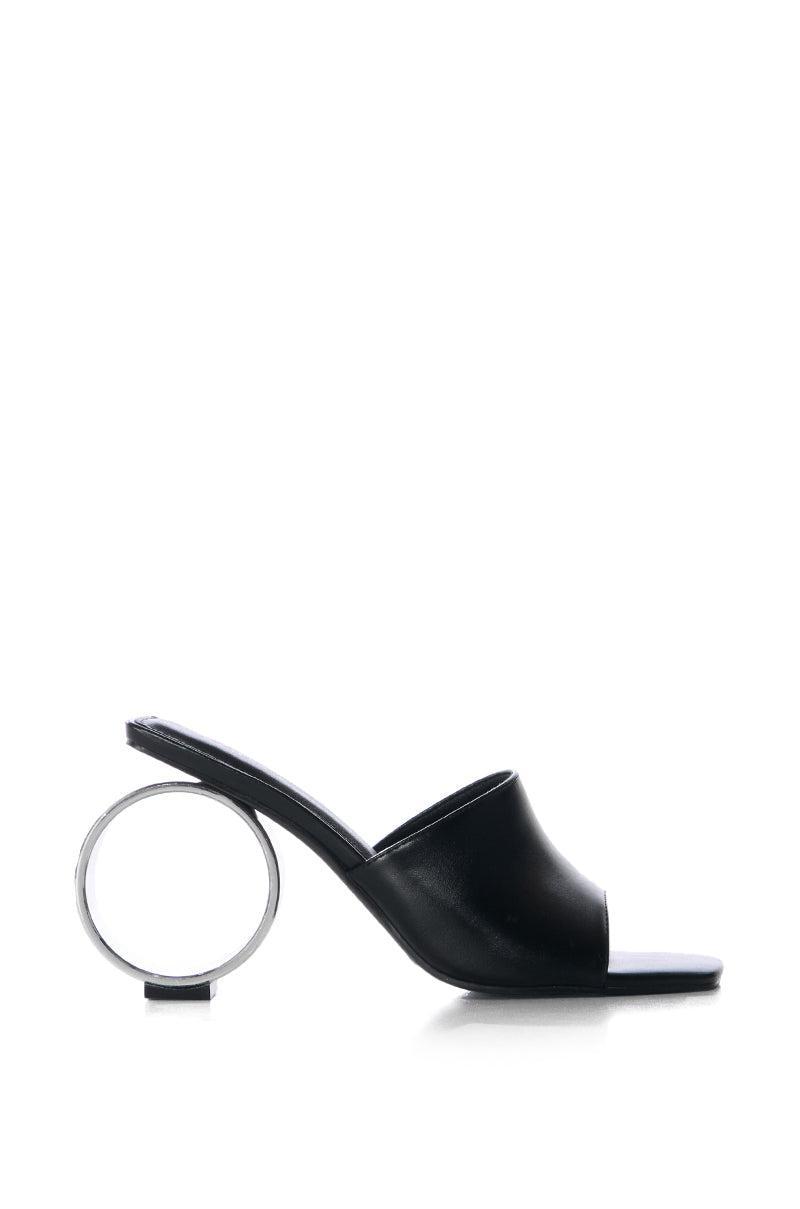 AZALEA WANG CORABEL BLACK CIRCULAR HEEL SANDAL Product Image