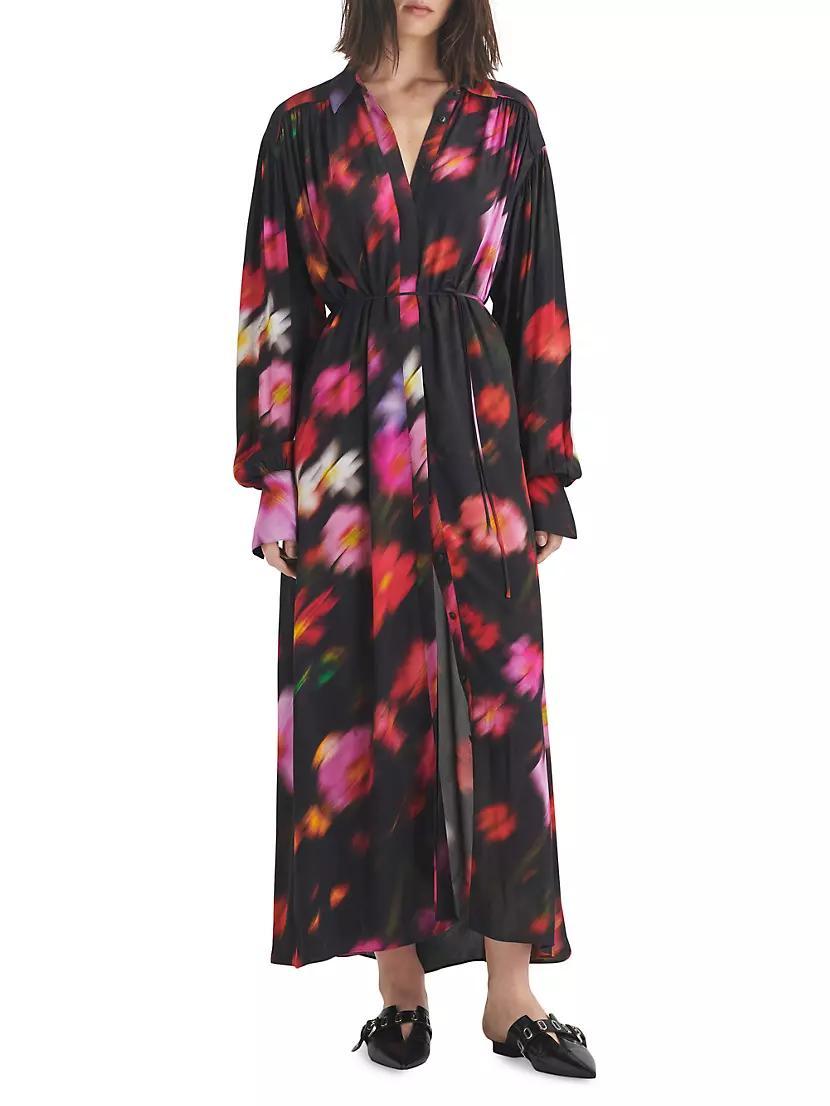 Aubrey Floral Long-Sleeve Maxi Shirtdress Product Image