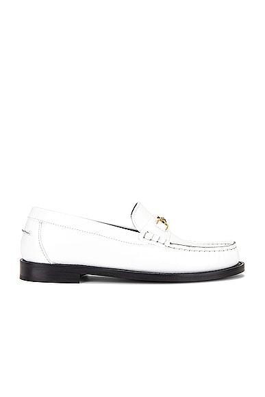 VERSACE Calf Leather Loafers in White Product Image