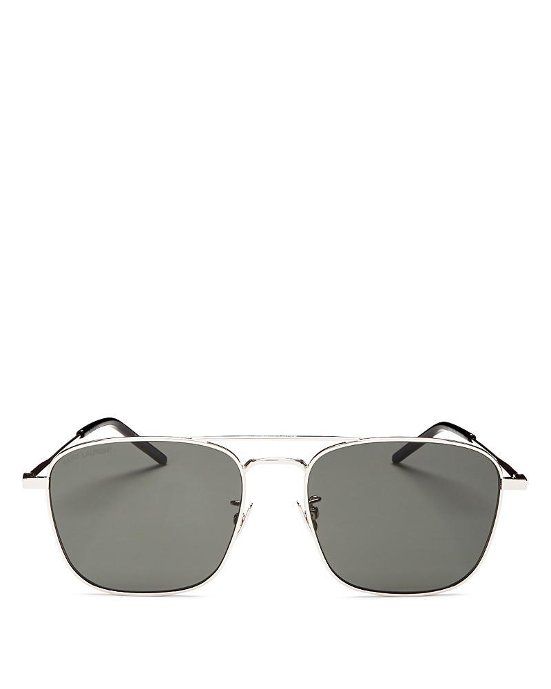 Mens Square Double-Bridge Metal Sunglasses Product Image