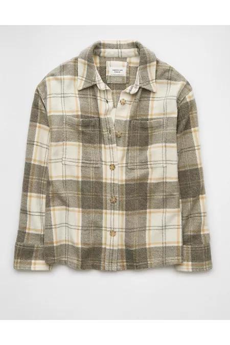 AE Fleece Plaid Shacket Women's Product Image