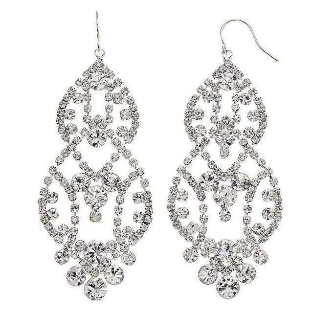 Vieste Rhinestone Nickel Free Chandelier Earrings, Womens, Clear Product Image