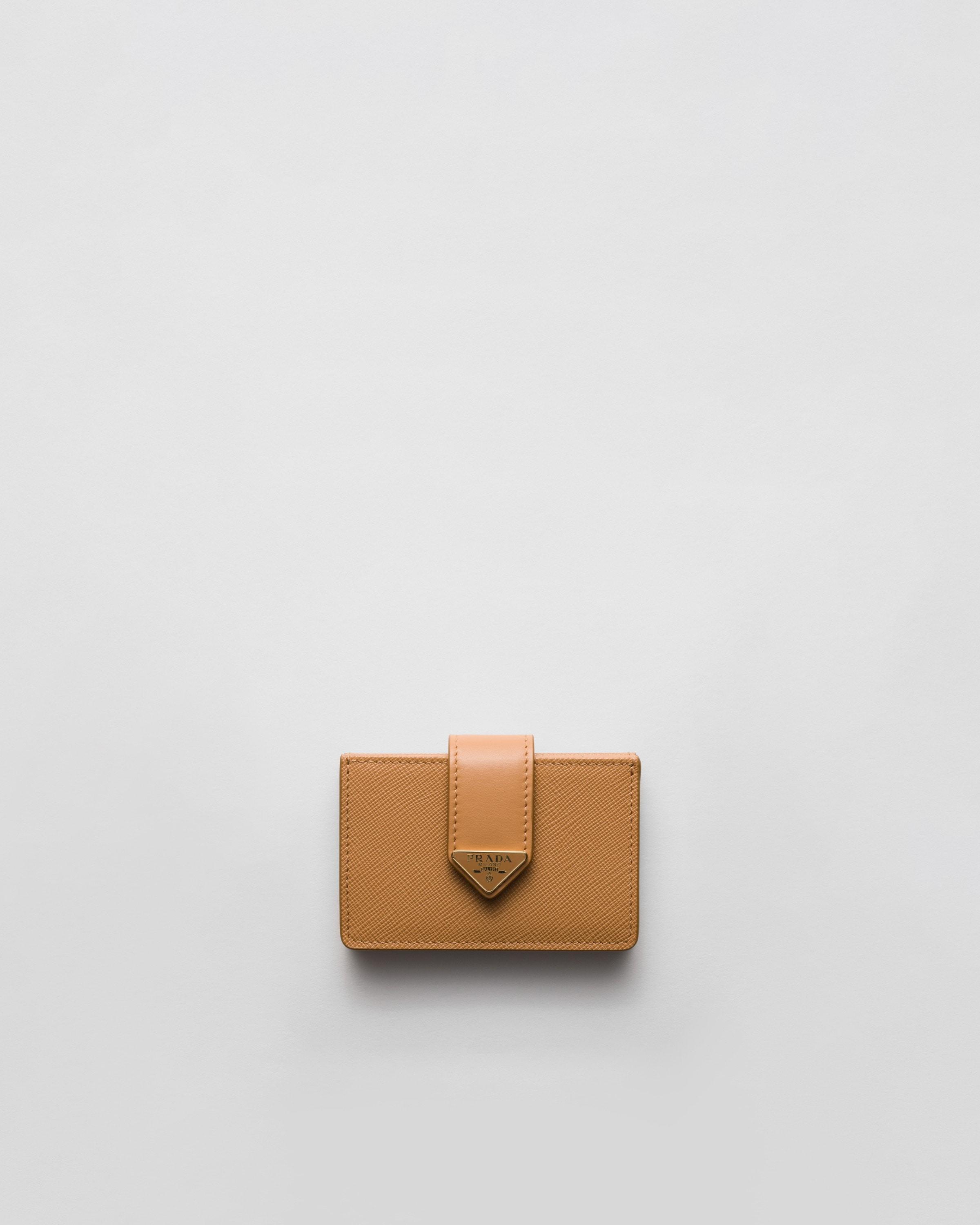 Saffiano and smooth leather card holder Product Image