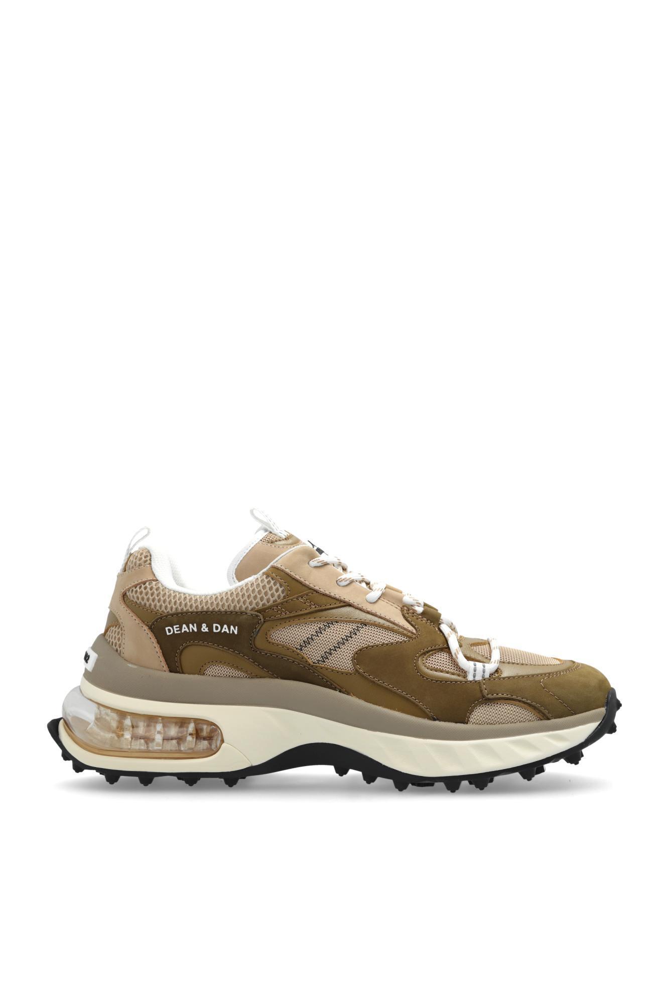 DSQUARED2 Running Sneakers In Leather And Technical Fabric In Brown Product Image