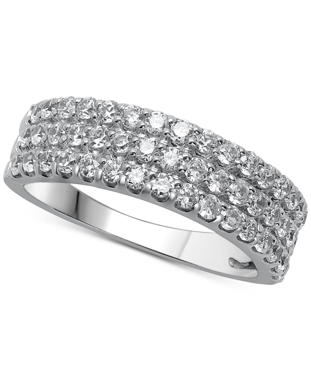 10k White Gold 1 Carat T.W. Diamond Multi Row Ring, Womens Product Image