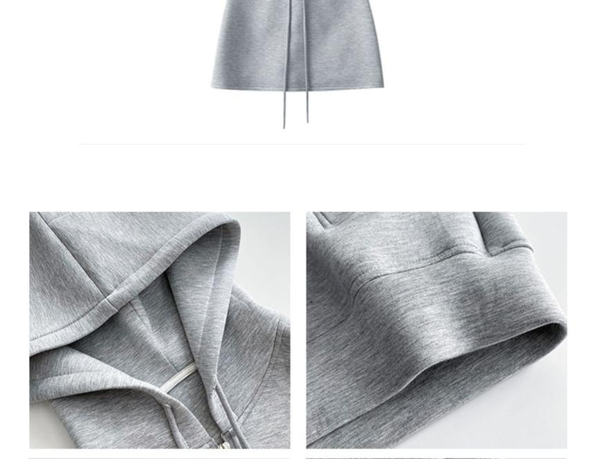 Oversized Hooded Sweatshirt Jacket / Drawstring Mini Skirt Product Image