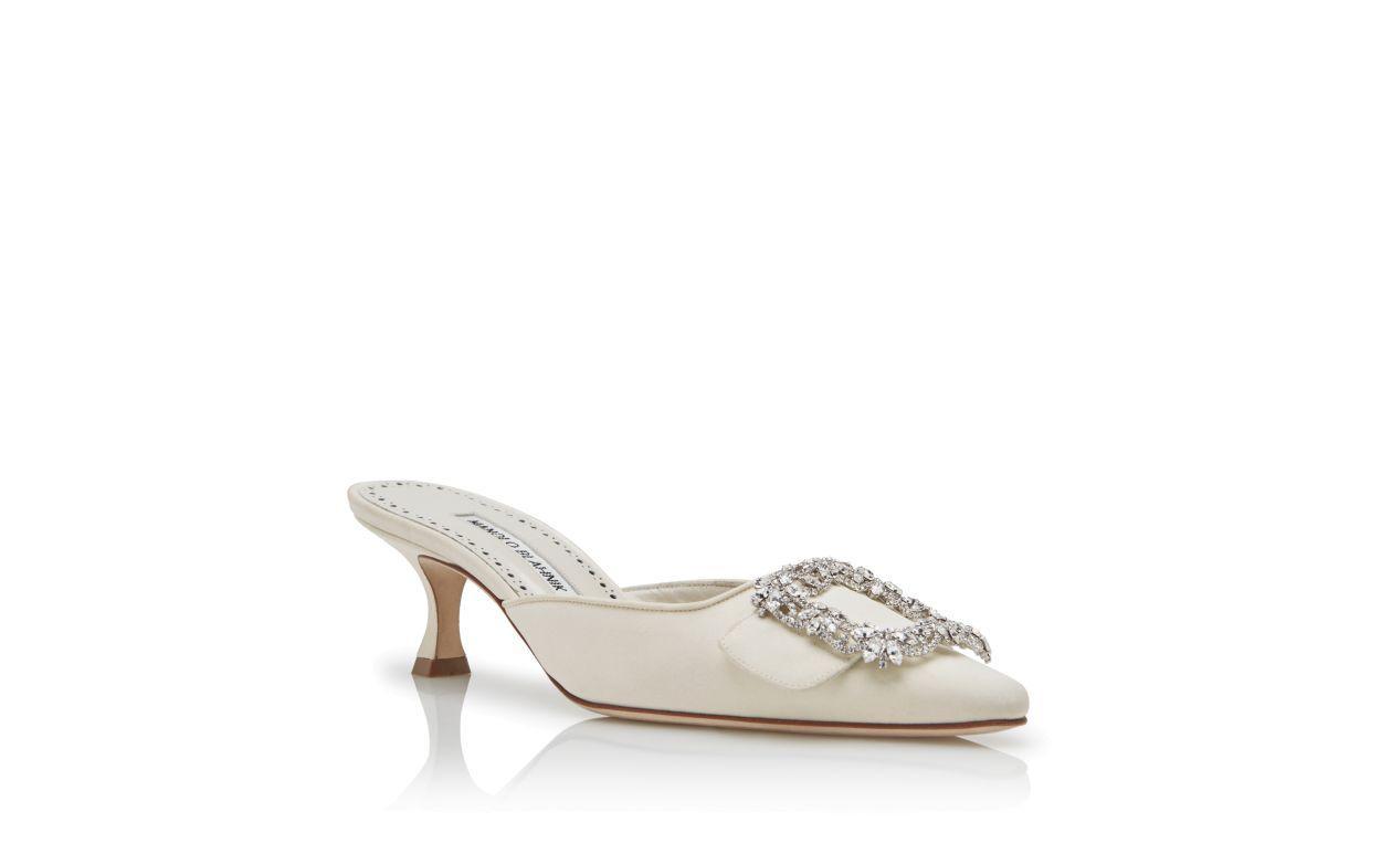 MAYSALE BRIDAL Cream Crepe de Chine Jewel Buckle Mules Product Image