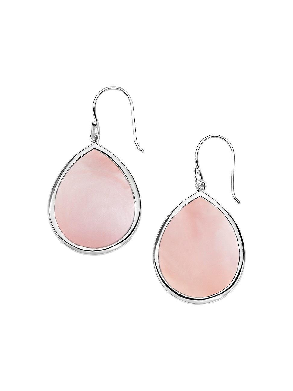 Womens Polished Rock Candy Sterling Silver & Mother-Of-Pearl Small Teardrop Earrings Product Image