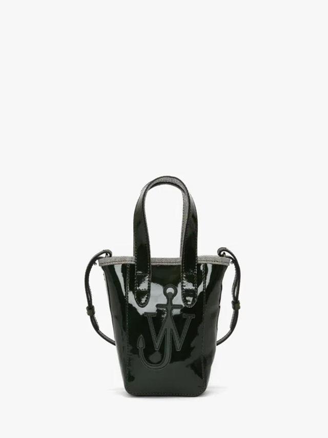 JW ANDERSON Mini Belt Tote - Mini Coated Denim Tote Bag In Negro Product Image