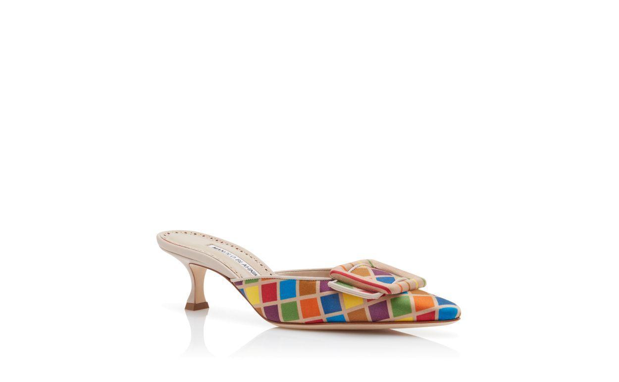 MAYSALEBI Multicoloured Silk Buckle Detail Mules Product Image