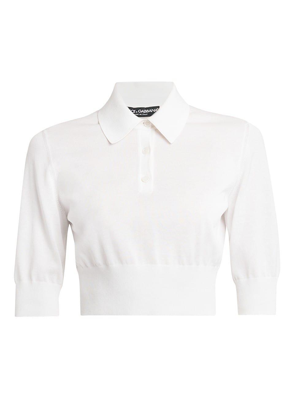 Womens Cotton-Blend Knit Polo Shirt product image