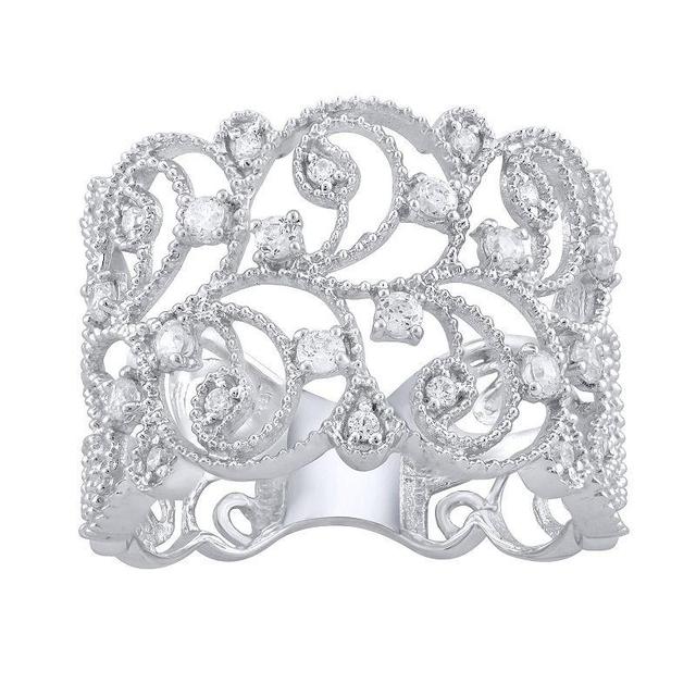 OLIVIA AND HARPER Sterling Silver Cubic Zirconia Openwork Vines Fashion Ring, Womens White Product Image