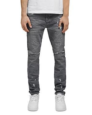 PURPLE BRAND Painted Ripped Knee Slit Skinny Jeans Product Image