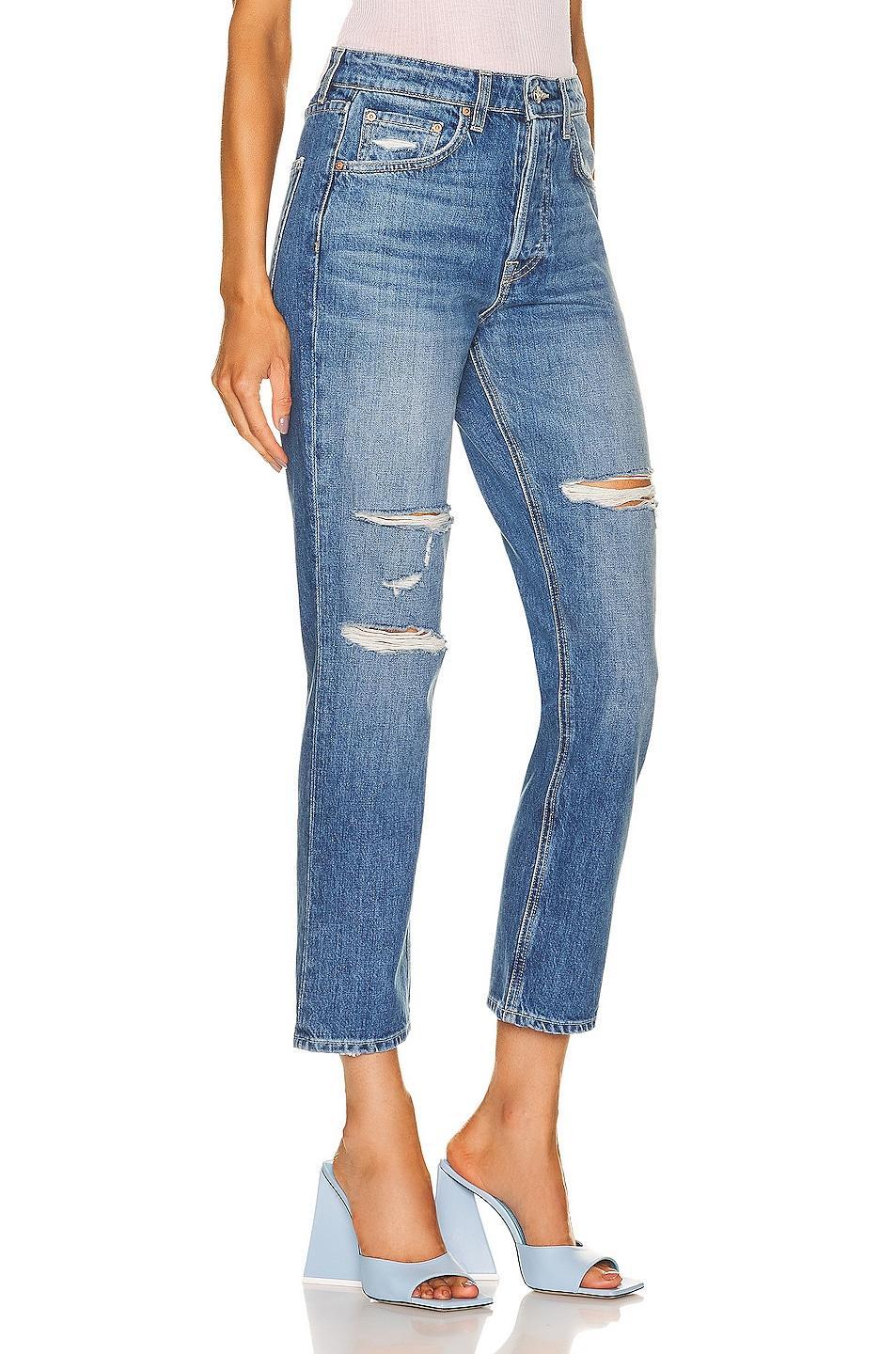 GRLFRND Karolina High Rise Straight in Sedona - Blue. Size 23 (also in 30). Product Image