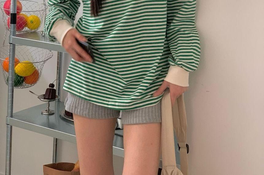 Long-Sleeve Striped Loose-Fit Tee Product Image