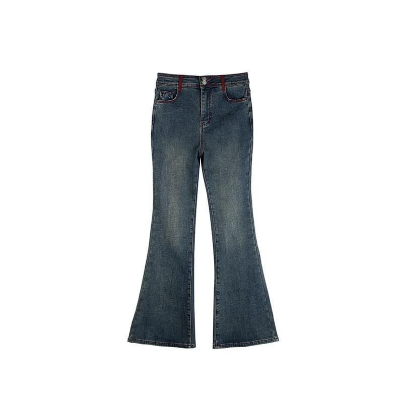 Plus Size Low Rise Washed Bootcut Jeans Product Image