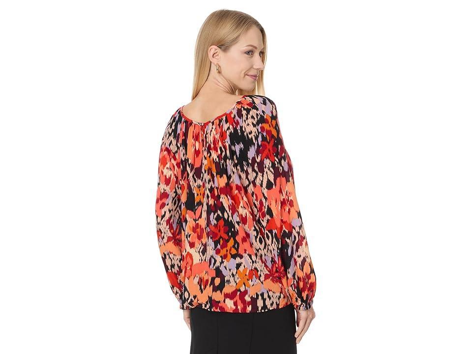 Liverpool Los Angeles Womens Floral-Print Scoop-Neck Top Product Image