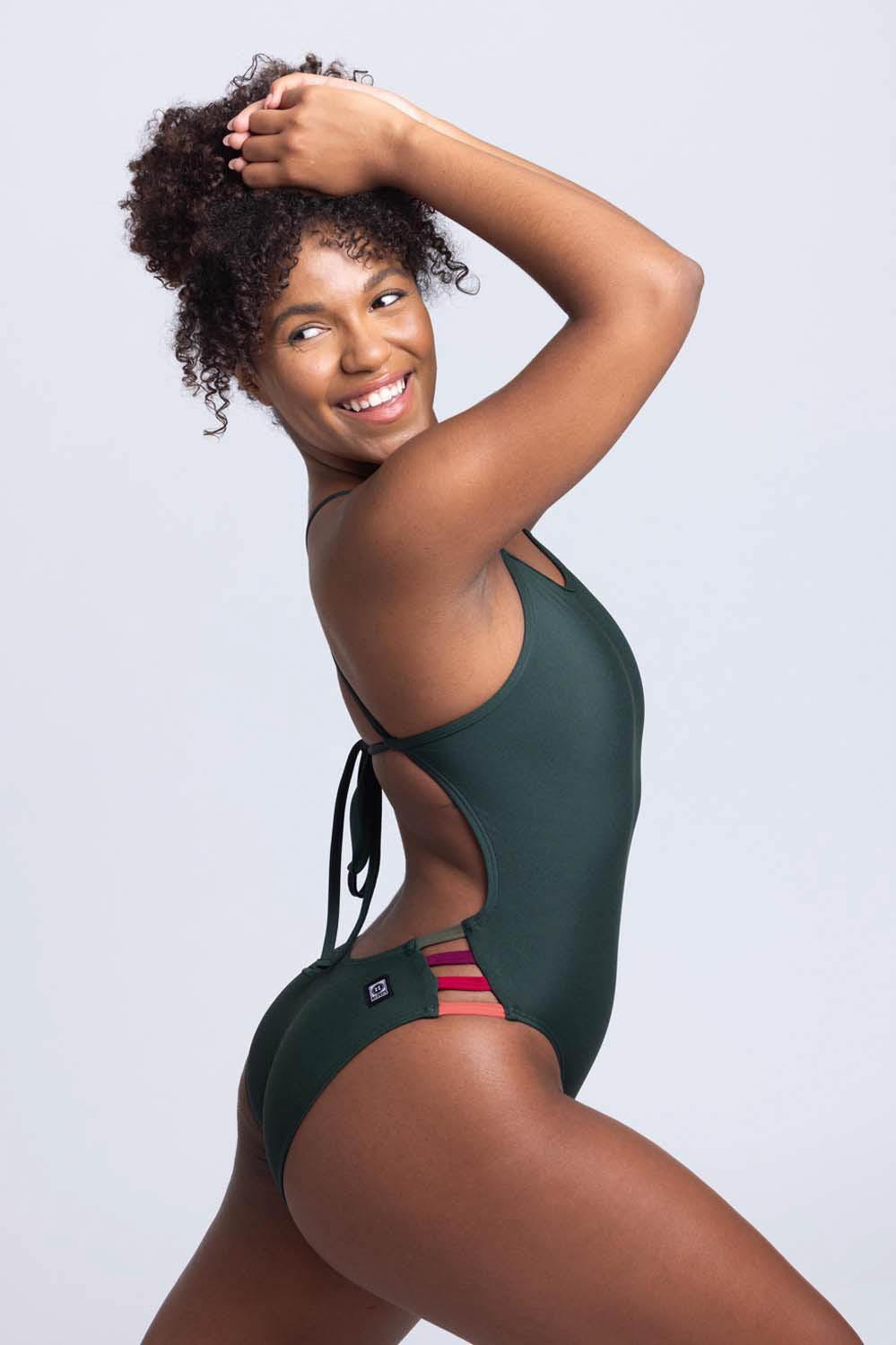 Gavin 2 Swim Onesie - Pine Contrast Female Product Image