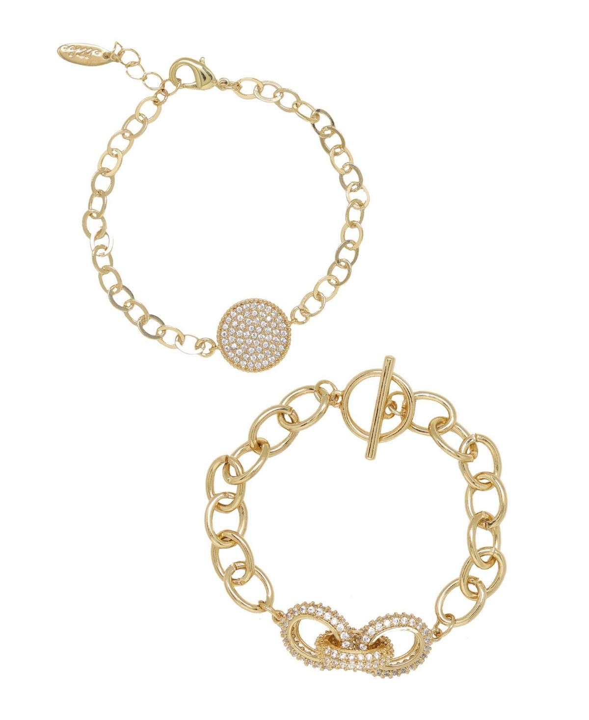 Ettika Mixed Crystal Disc Link Chain Womens Bracelet Set Product Image