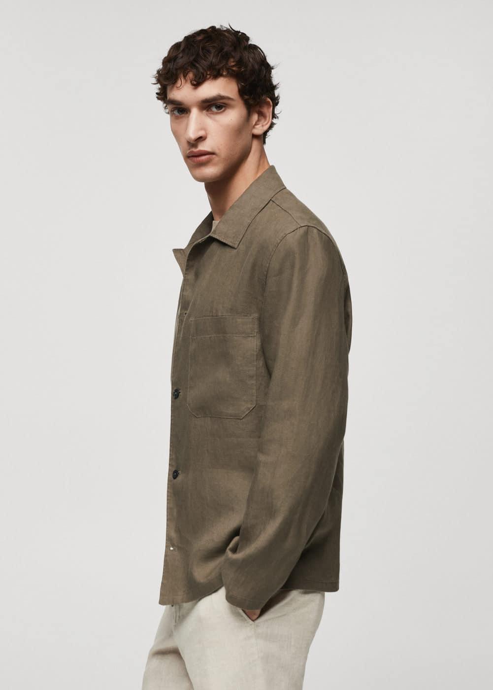 MANGO MAN - 100% linen regular-fit overshirt khakiMen Product Image