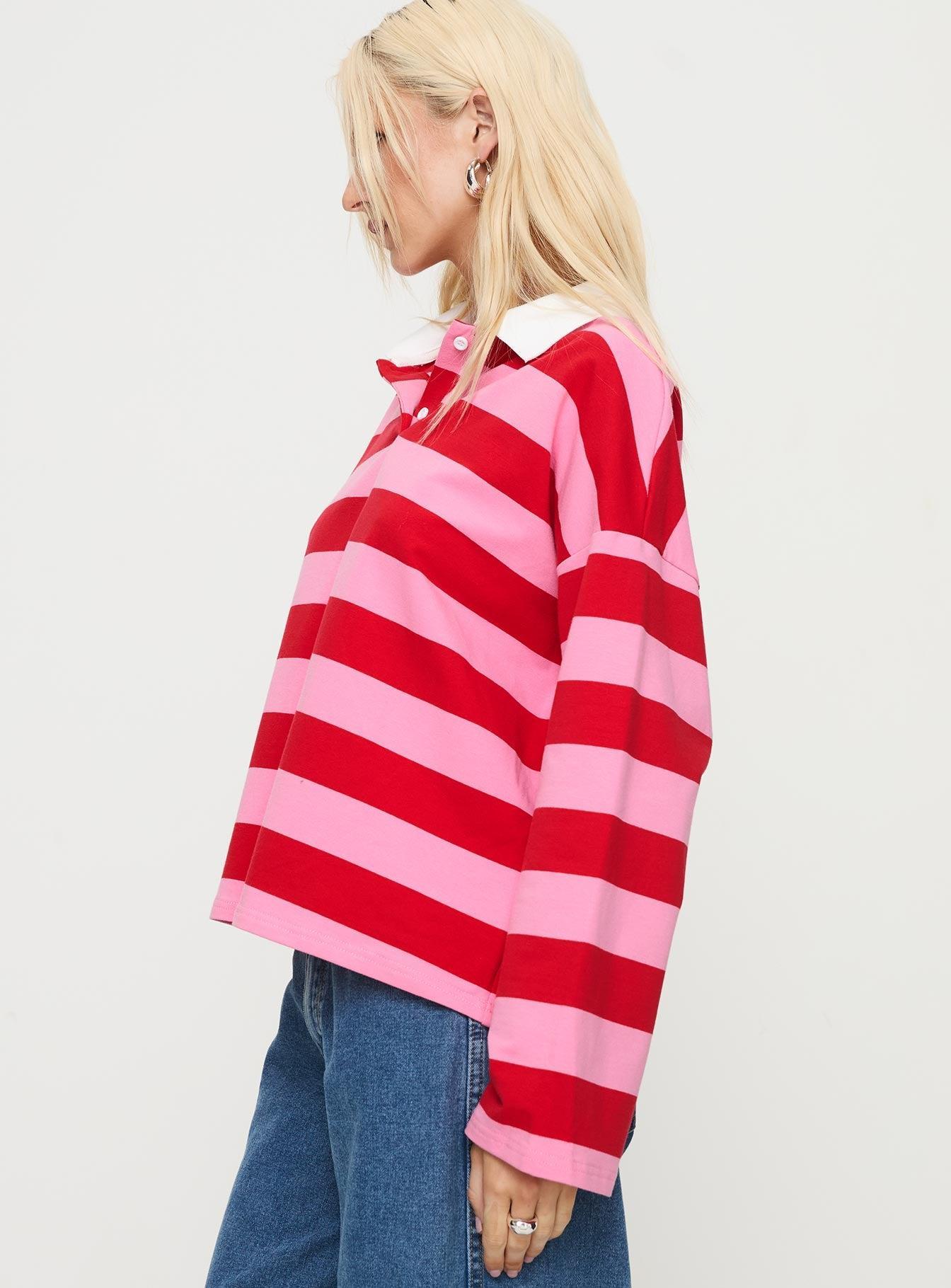 Felivand Collared Sweater Pink / Red Product Image