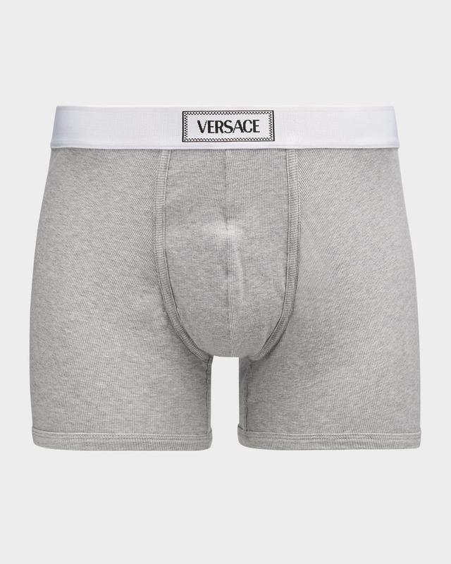 Mens Ribbed Cotton Logo Boxer Briefs Product Image