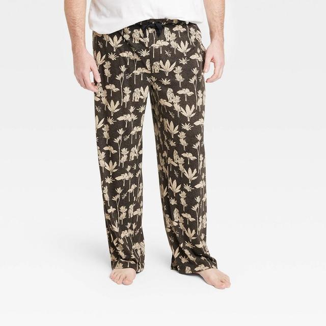 Mens Big & Tall Jungle Print Knit Pajama Pants - Goodfellow & Co Cream/Black 5XLT Product Image