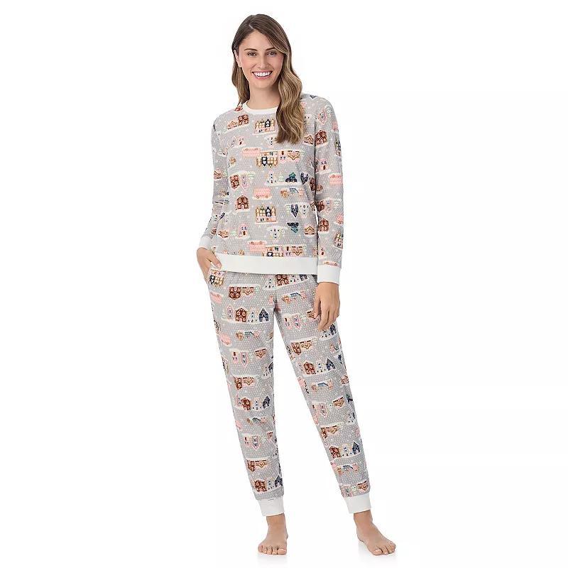 Womens Cuddl Duds Honeycomb Fleece Pajama Top & Pajama Joggers Set Product Image