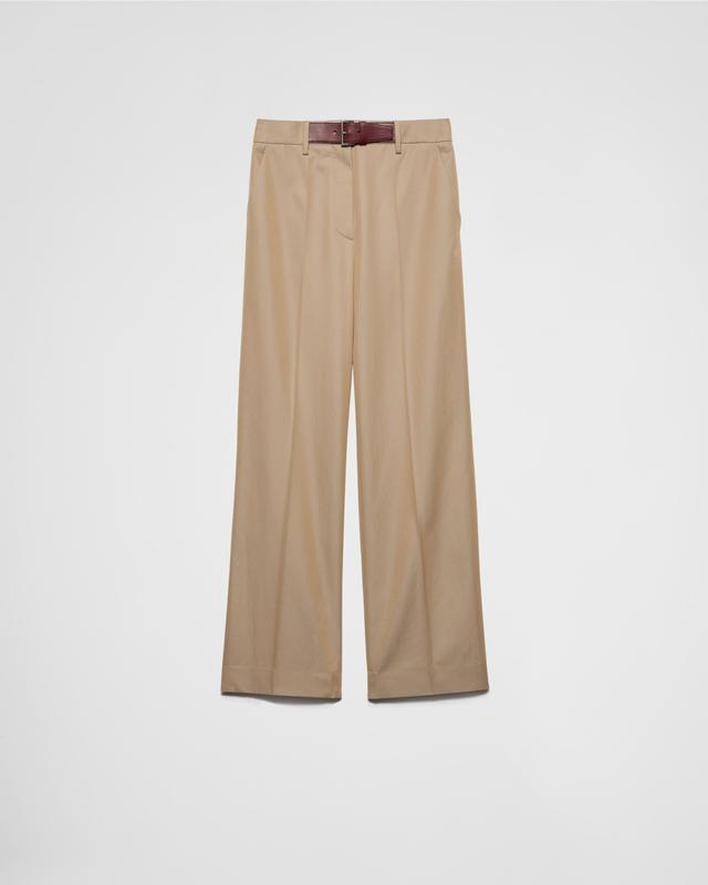 Twill pants with leather belt Product Image