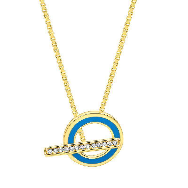 Enamorata Blue Enamel & Cubic Zirconia Toggle Necklace, Womens Product Image