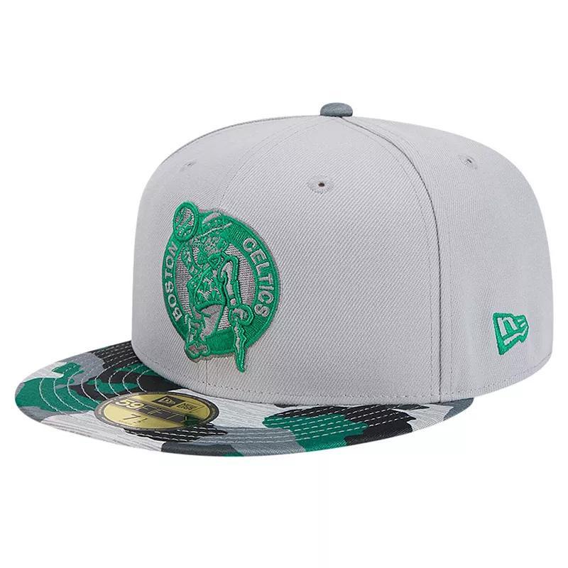 Mens New Era Gray Boston Celtics Active Color Camo Visor 59FIFTY Fitted Hat Product Image