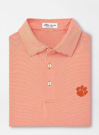 Peter Millar Mens Clemson Jubilee Stripe Performance Polo | Color: Orange | Size: M Product Image