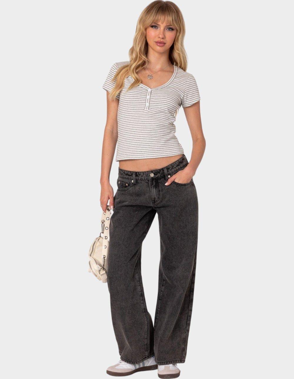 EDIKTED Petite Raelynn Washed Low Rise Jeans Product Image